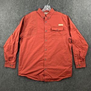 Columbia PHG Shirt Men's Large Orange 12 Gague Shooting Patch Vented UPF 50 Hunt